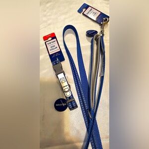 Top Paw Blue Reflective Dog Collar and Leash Set (XS)